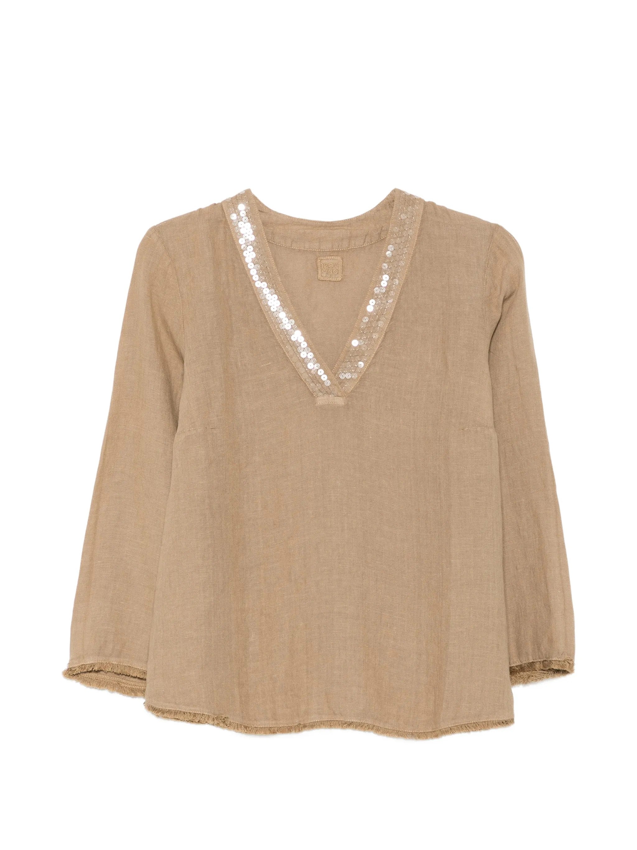 120% Lino CAMICIE Marrone