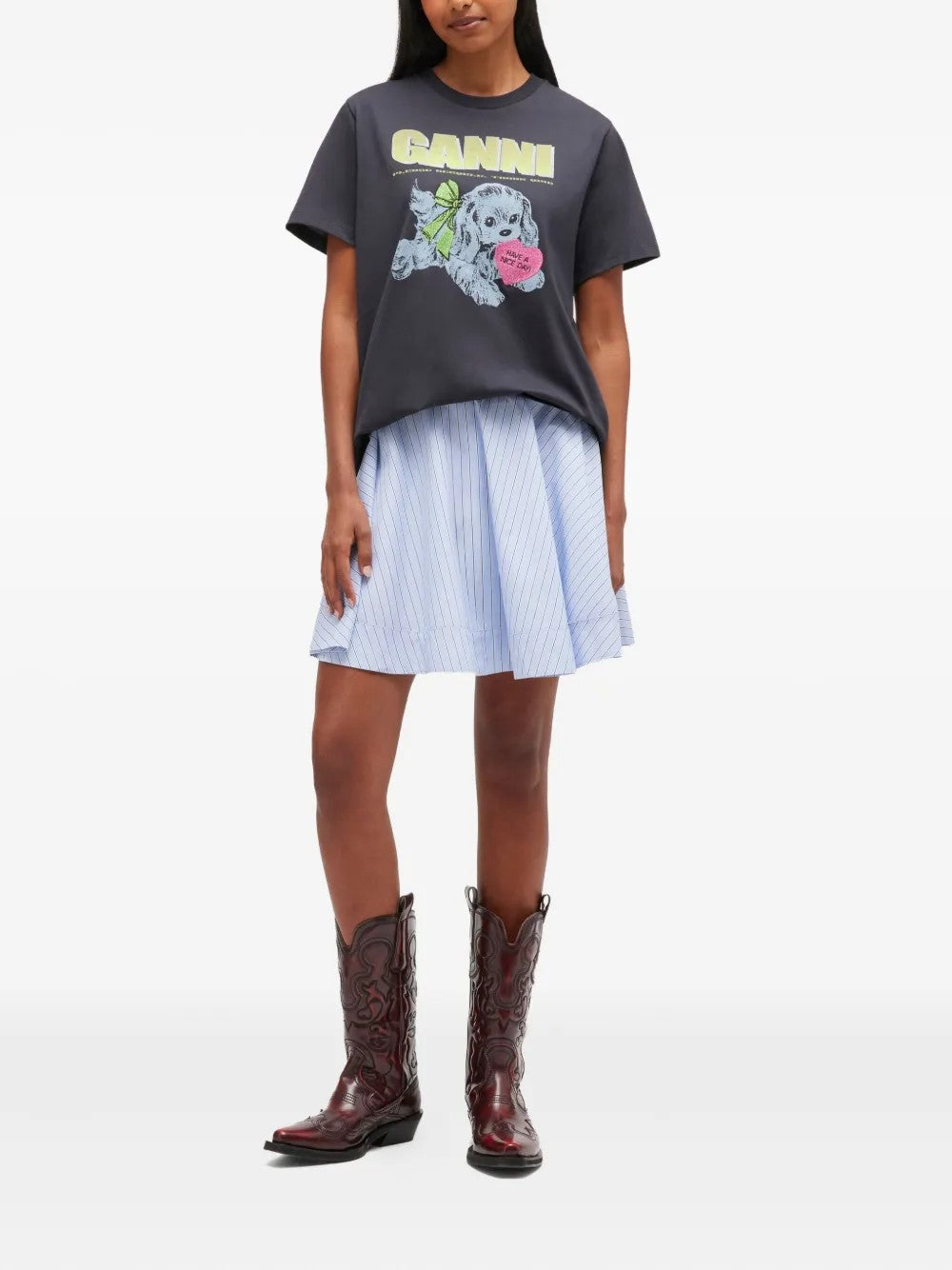 Ganni T-SHIRT Grigio