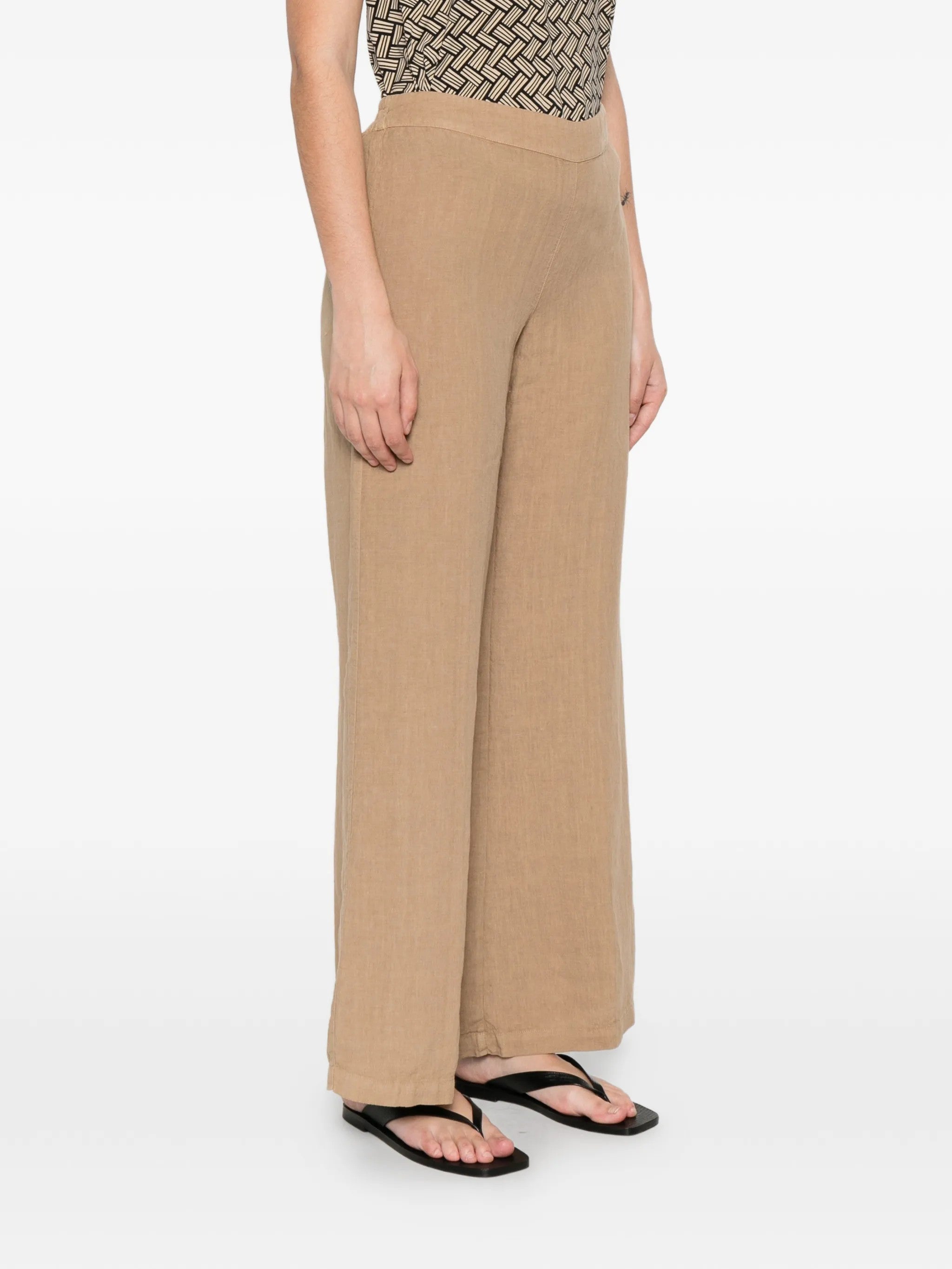 120% Lino PANTALONI Marrone