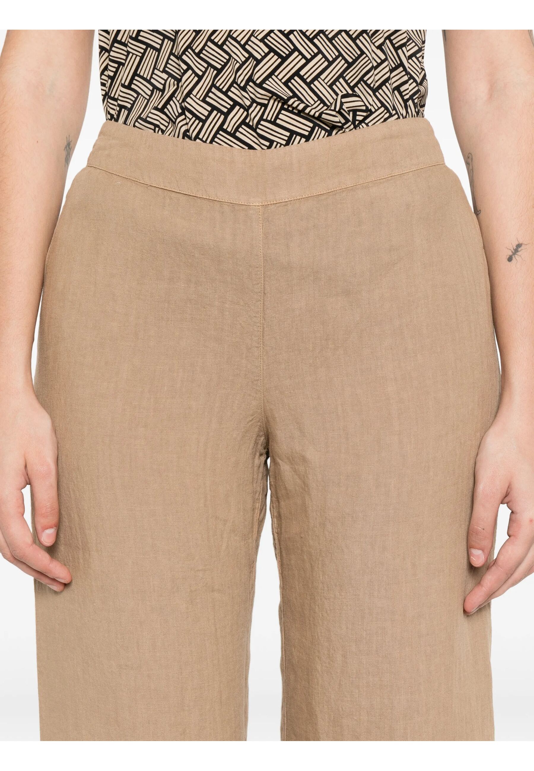 120% Lino PANTALONI Marrone