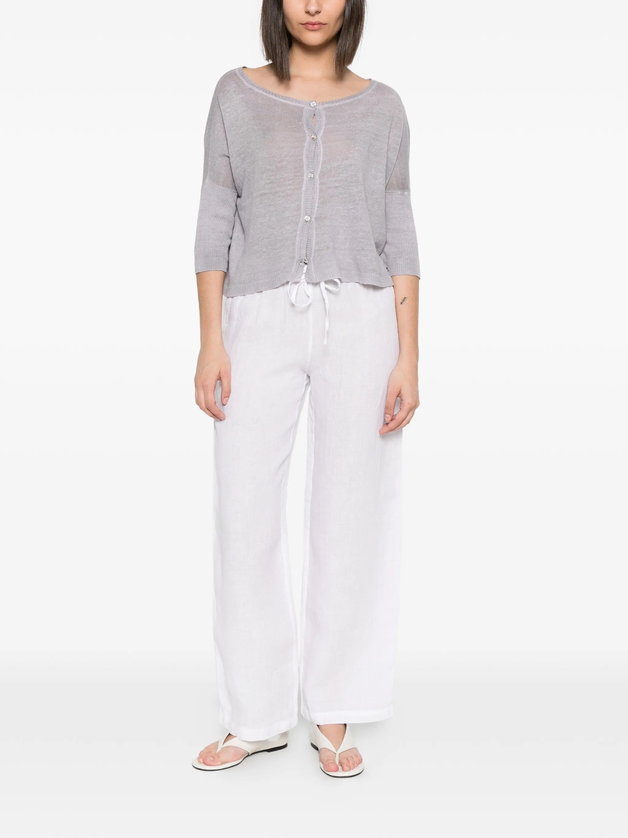 120% Lino PANTALONI Bianco