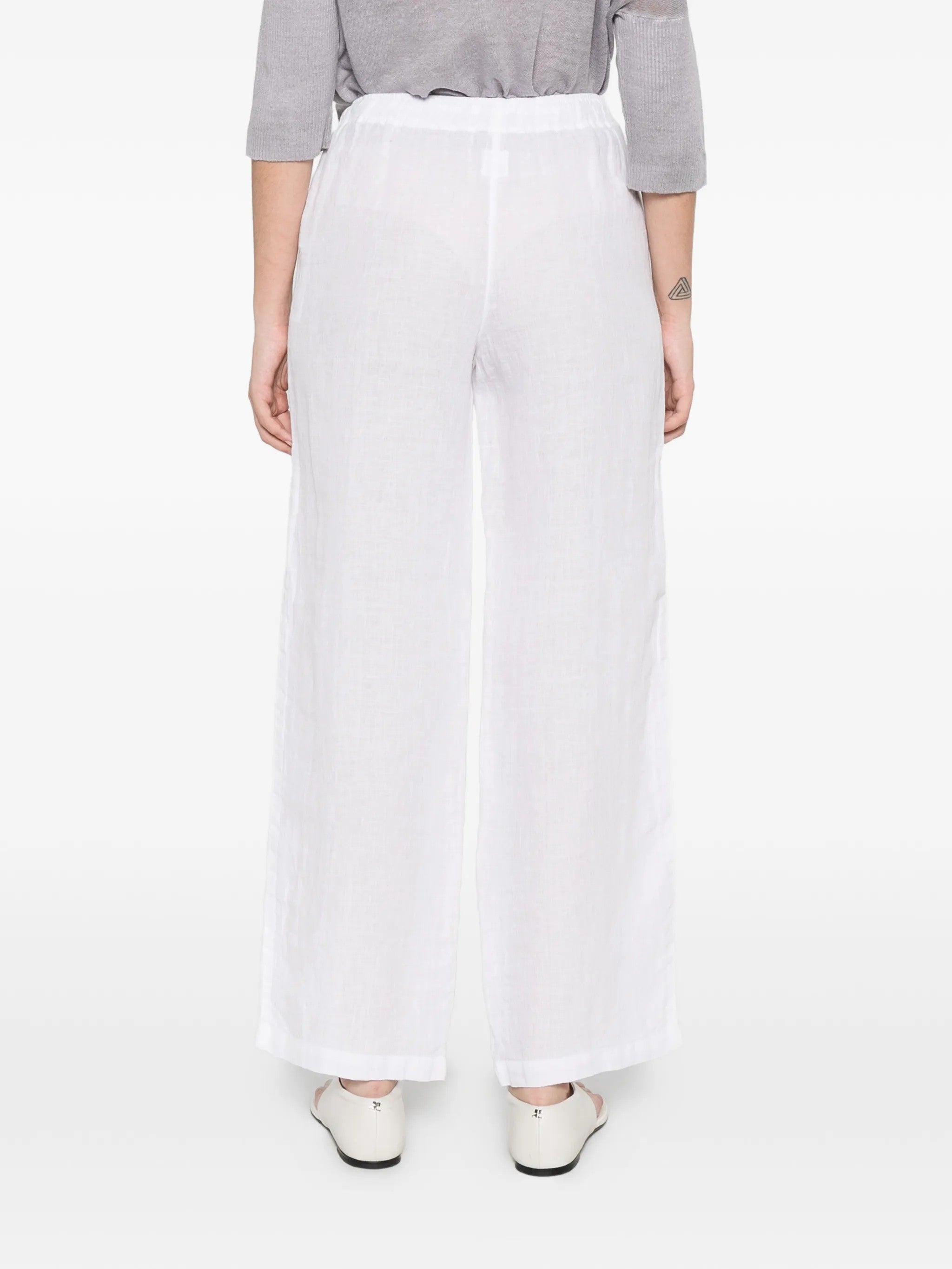 120% Lino PANTALONI Bianco