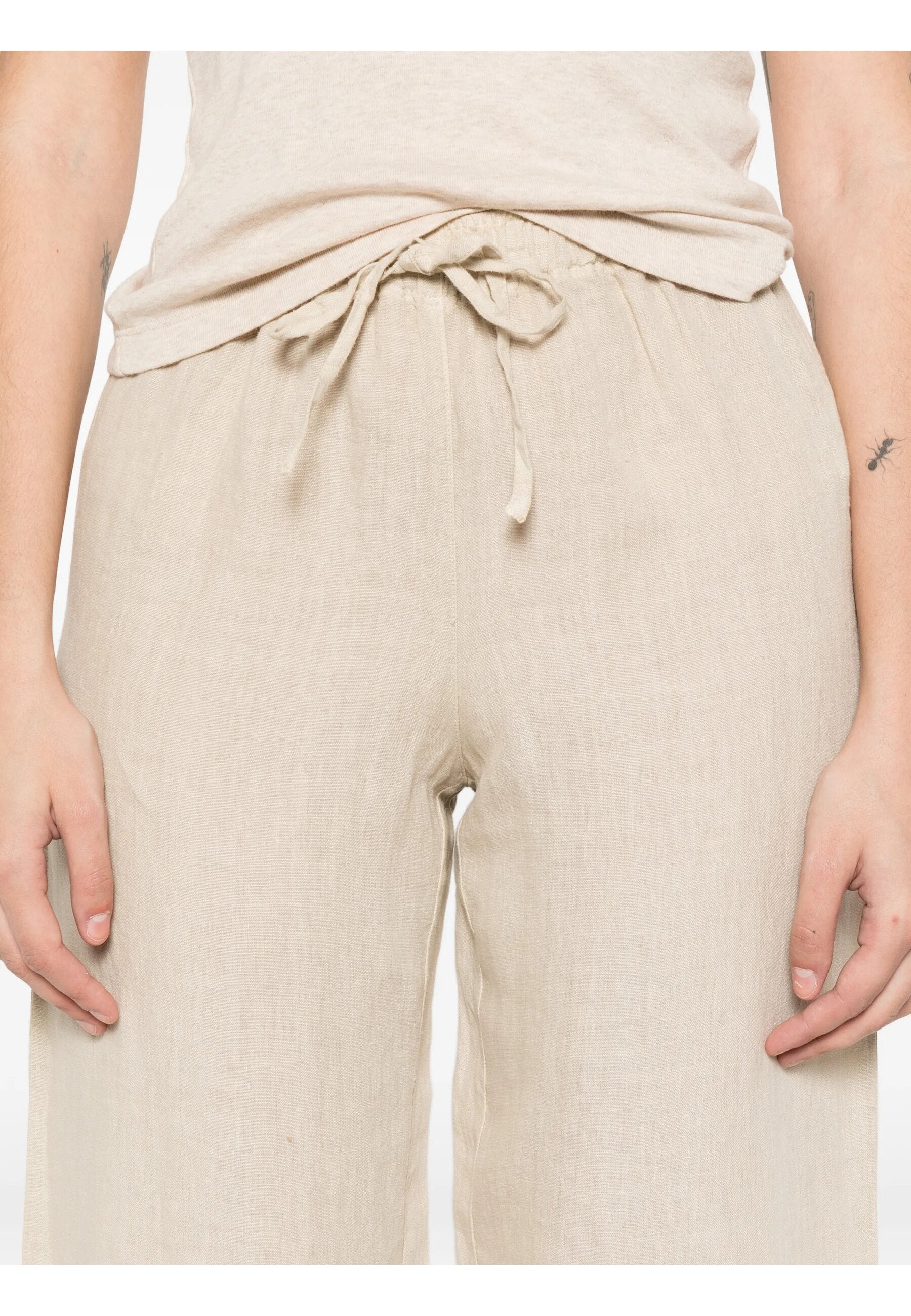 120% Lino PANTALONI Bianco
