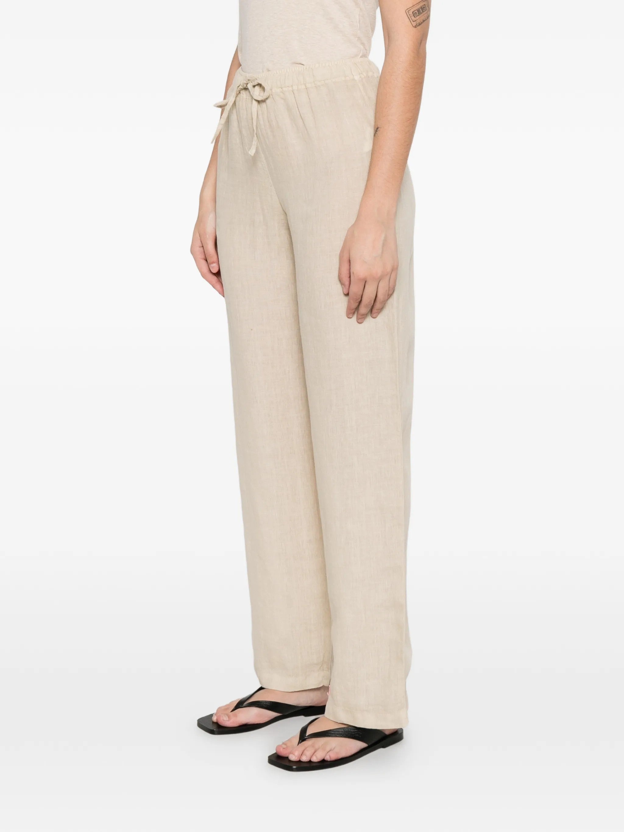 120% Lino PANTALONI Bianco