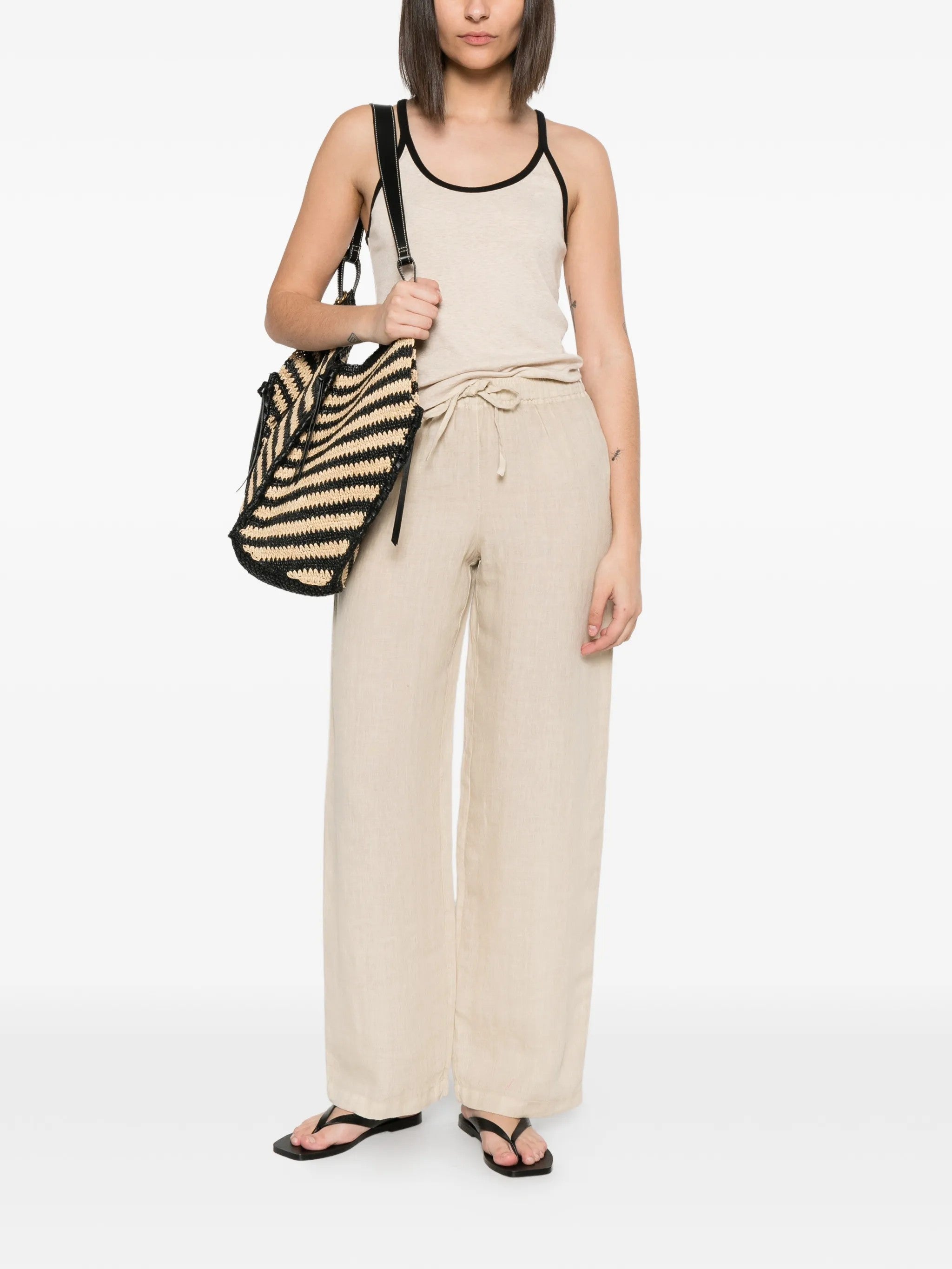 120% Lino PANTALONI Bianco
