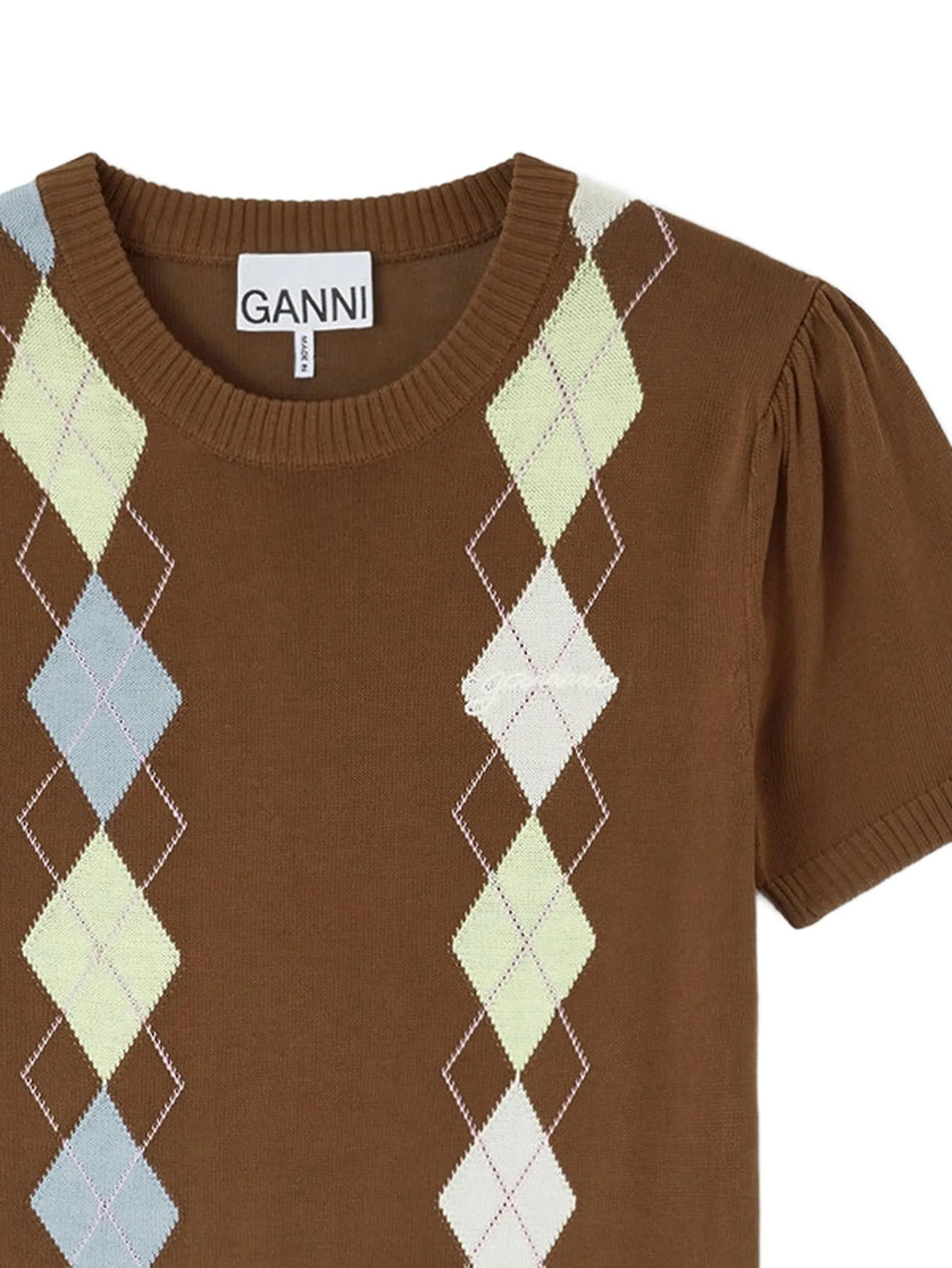 Ganni T-SHIRT Marrone